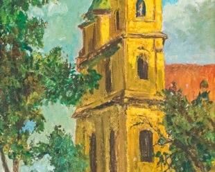 269	Erno Gyimesi Kasas Oil On Canvas Street Scene	Ernest "Erno" Gyimesi Kasas (Hungarian, 1901-1994). Oil on canvas street scene. Signed lower right. Repair to center. 29 1/2" x 19 1/4" (with frame 34 1/4" x 24")