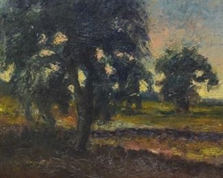 297	Mihaly Erdelyi Oil on Canvas Landscape	Mihaly Erdelyi (Hungarian, 1894-1972). Oil on canvas landscape, signed lower left Erdelyi M. 923. Relined. 17 1/2" x 23" (with frame 25" x 30 1/2").