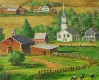 301	P. Smithson Oil on Canvas Rural Landscape	Rural Landscape. Oil on canvas. Contemporary. Signed 'P. Smithson' lower right. Sight: 24 1/4"x 20" Frame: 31 1/2" x 28 1/2"