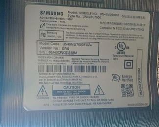 Samsung 40" Ultra HDTV Model Code UN40MU7000FXZA