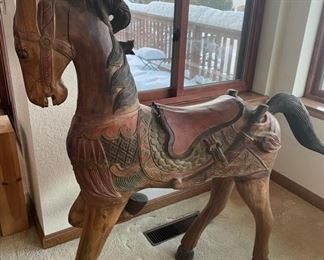 Indonesian Carved Wooden Antique Horse