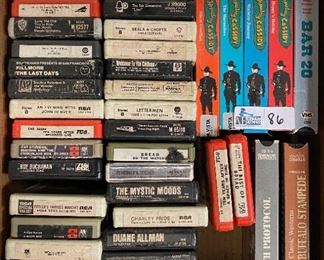LOT VINTAGE 8 TRACK/VHS TAPES