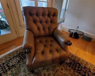 Leather Tufted Wing Back Chair 