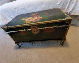 Painted Trunk on stand