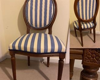 Navy Striped Upholstered Side/Accent Chair 