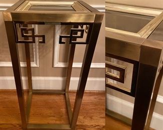 Small Glass & Brass Modern Accent Table