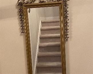 Skinny Ornate Brass Mirror 