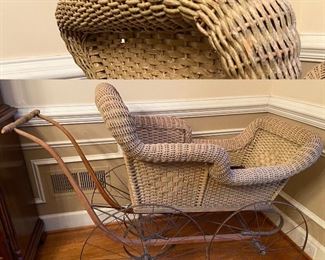 Antique Wicker Baby Carriage