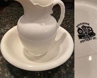 Antique Operative Warranted Washbowl & Pitcher