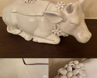 Large Ceramic Bull Serving Centerpiece 