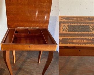 Small Laquer Inlaid Jewelry Box on legs