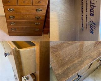 Ethan Allen Solid Maple 7 Drawer Low Chest of Drawers-Approximately 24” W X 17-1/2” D X 29-3/4” T