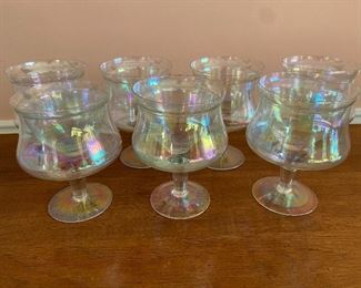 Set of 7 Aurora Borealis Pedestal Shrimp Glasses’s 