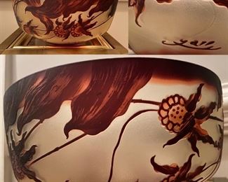 After Galle Art Glass Large Bowl