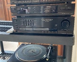 Sony Turntable, 5 CD changer, TA-AX380 Amplifier, ST-JX380 FM-AM Tuner, Cassette Player