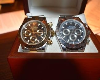 I finally received authenticity reports on these watches, they are fine replicas but they are not real Daytona Rolex's.