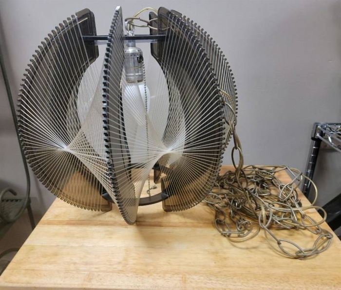 Vintage MCM Nylon String Lucite Swag Hanging Light - Works