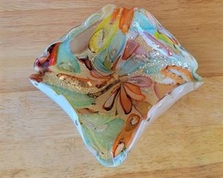 Venetian Murano Colorful Tutti-Frutti Art Glass Bowl - Beautiful Colors
