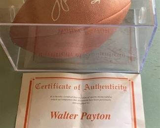 Walter Payton Autographed Chicago Bears Wilson NFL Football in Case with COA