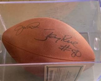 Joe Montana & Jerry Rice Signed Football SF 49ers with Case and COA