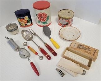 Vintage Tins and Cooking Utensils