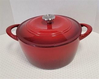6.5 Qt Red Round Dutch Oven Enamel Cast Iron Stock Pot