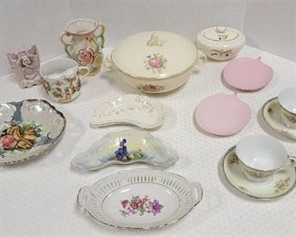 Covered Dish, Bone Plates, Vases, Noritake Tea Cups and more