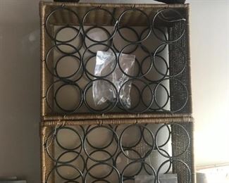 two wine racks bearing a heavy cross