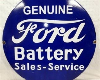 30IN PORC. GENUINE FORD BATTERY SIGN