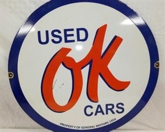 30IN PORC. USED OK CARS SIGN