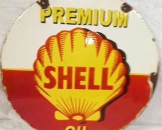 VIEW 4 SIDE 2 30IN. PORC SHELL OIL SIGN 