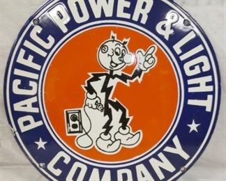 18IN. PORC PACIFIC POWER CO. SIGN 