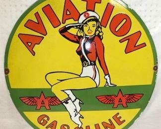 30IN. FLYING A AVIATION GASOLINE SIGN 