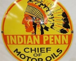 30IN PORC. INDIAN PENN OILS SIGN