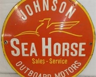 16IN PORC. JOHNSON SEA HORSE MOTORS SIGN