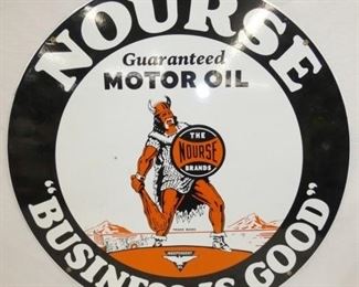 26IN.  PORC NOURSE MOTOR OIL REPLICA  SIGN
