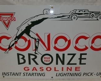 28X18 PORC. CONOCO BRONZE GASOLINE SIGN