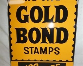 36X18  EMB. GOLD BOND STAMPS REPLICA SIGN