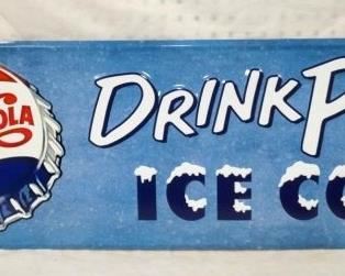 42X14 EMB. METAL DRINK PEPSI SIGN