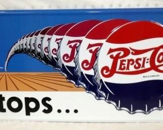 36X14 EMB METAL PEPSI TOPS REPLICA SIGN