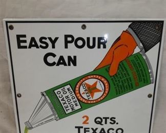 12IN. PORC. EASY POUR CAN TEXACO SIGN