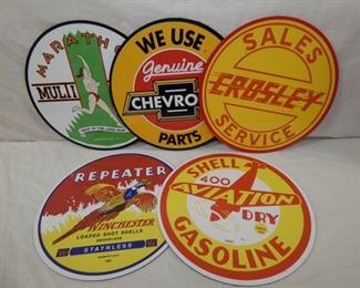 GROUP OF 5 12IN. VARIOUS PLASTIC SIGNS