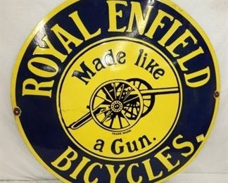 30IN. PORC. ROYAL ENFIELD BICYCLES SIGN