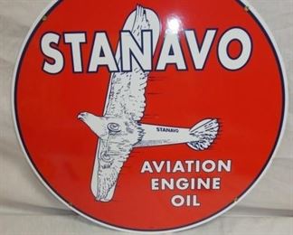24IN. PORC. STANAVO AVIATION OIL SIGN 