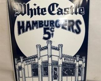 9X12 PORC. White Castle HAMBURGERS SIGN