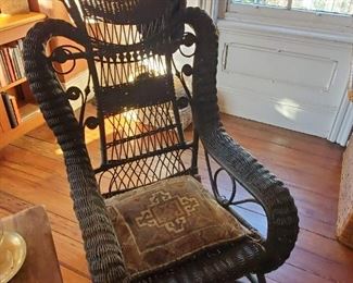 Victorian ornate wicker slider rocker