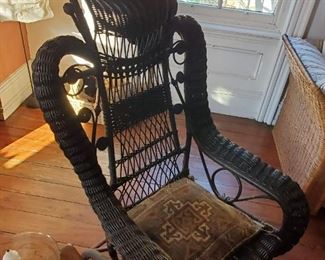 Victorian ornate wicker slider rocker