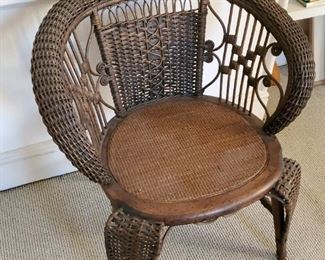 Victorian ornate wicker side chair