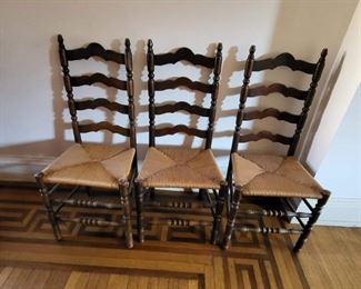 3 ladderback chairs