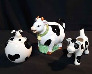 Cow Tea Pot With Cream And Sugar